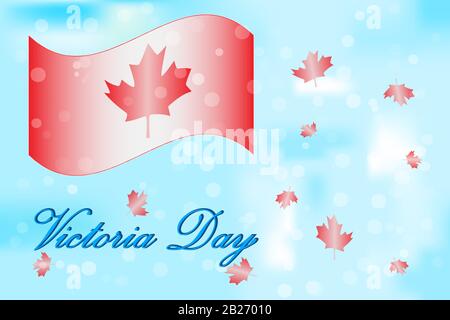 Victoria Day in Canada. Canada flag, maple leaf in bokeh backdrop for celebrate the Victoria day. Background with copy space for design. Stock vector Stock Vector
