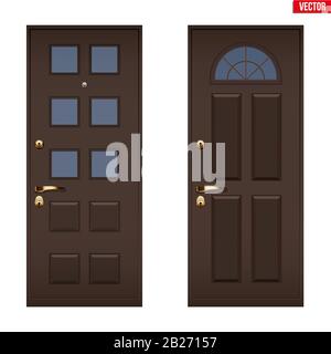 Classic brown entrance door Stock Vector