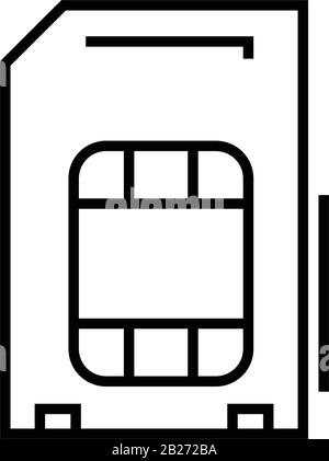 SIM card with 3G network line icon. Mobile slot, phone chip symbol ...