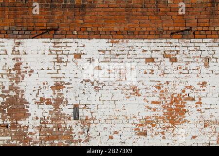 a vintage exterior natural red and whitewashed brick wall Stock Photo