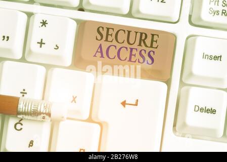 Writing note showing Secure Access. Business concept for enhance the security and cryptography performance in devices Stock Photo
