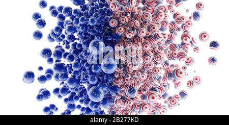 Political relationships between Europe and USA, original 3d rendering Stock Photo