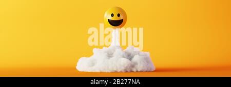 Happy and laughing emoticons 3d rendering background, social media and communications concept Stock Photo