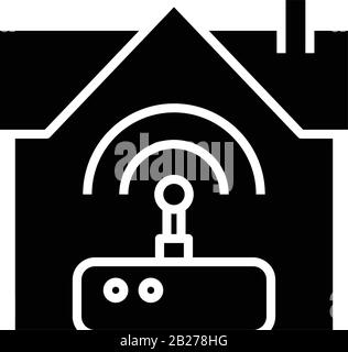 Home internet black icon, concept illustration, vector flat symbol, glyph sign. Stock Vector