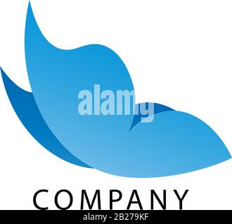 Abstract Flying butterfly wings logo design illustrated. Animal Logo Concept Isolated on white background. Colorful of Blue Gradation Color. Stock Vector