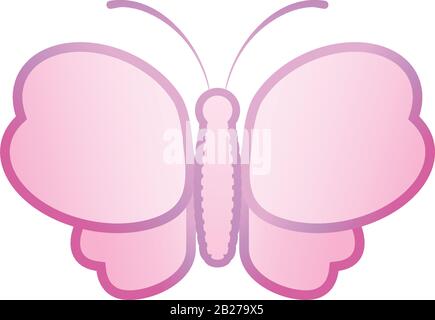 Abstract Beautiful Pinky butterfly illustrated from the top. Animal Logo Concept Isolated on white background. Pink Violet Marshmallow Gradation Color Stock Vector