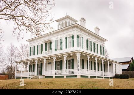 Old Alabama Town is a working museum of restored houses and structures in Montgomery, Alabama including the Ware-Farley-Hood House Stock Photo