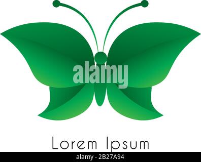 Abstract Flying Leaf Butterfly Logo Concept Isolated on white background. Colorful of Green Gradation color. Good for beauty and fashion product. Stock Vector