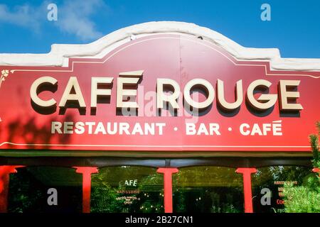 Sign above a Café Rouge restaurant, UK Stock Photo