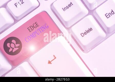 Conceptual hand writing showing Edge Computing. Concept meaning practice of processing data near the edge of your network Stock Photo