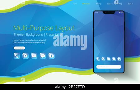 Mobile templates for business, Web page design, advertising and presentation, Mobile background and icons Stock Vector