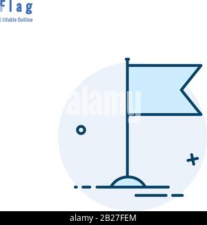 Flag icons set, Success icon, Milestone icon, Competition flag, Business milestone, Thin line editable stroke Stock Vector
