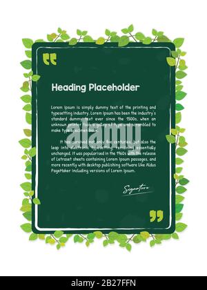 Green poster, card, mockup, flyer, quote, festive card, Brochure design, Magazine cover, modern layout, annual report Stock Vector
