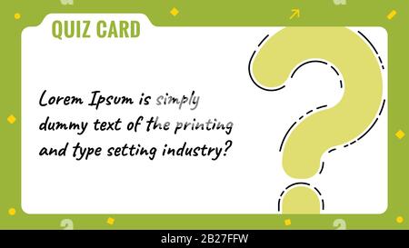 Quiz card, Question mark, Quiz game template & background, Voting, Team building activities, Questionnaire Stock Vector