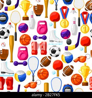 Seamless pattern with sport icons. Stock Vector