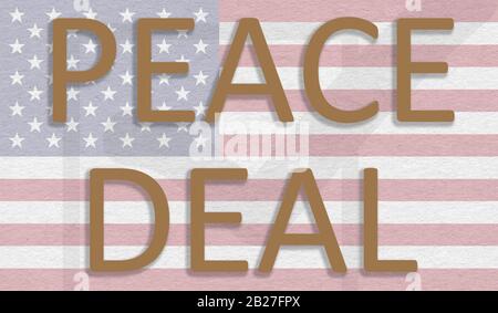 concept of peace deal with US or United States of America showing with flag. Stock Photo