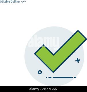 Tick mark, Right icon, correct sign, accept,  positive, vote, Check List Marker of assessment, Editable stroke Stock Vector