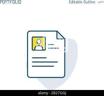 Resume icon, Portfolio, Identity card icon, Identification paper, Human Resource, Corporate Business office files, Editable stroke Stock Vector