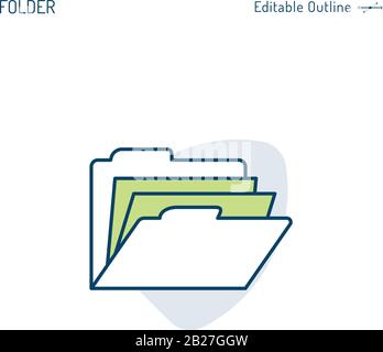 File folder icon, Document icon, Event organizer document, Business office files, Editable stroke Stock Vector