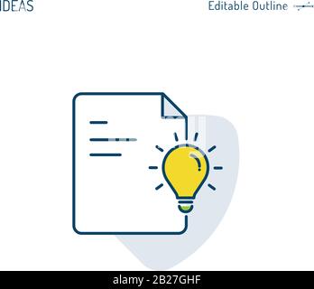 Brainstorming, Idea icon, Initiate Strategy, Creative thinking, Bulb icon, Document, Corporate Business office files, Editable stroke Stock Vector