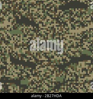 Colorful seamless pattern pixel camouflage. Forest texture. Simple flat vector illustration. For the design of fabric, wrapping paper, covers, web sit Stock Vector