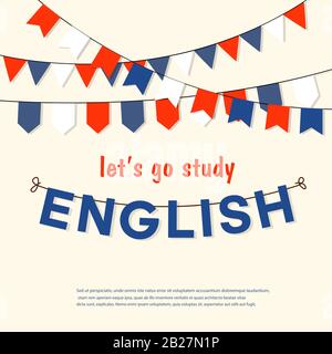 Let's go study or learn english, vector illustration Stock Vector