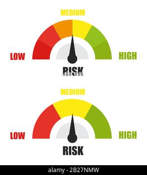 Risk icon on speedometer. High risk meter. Vector stock illustration ...