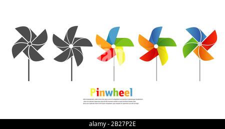 Pinwheel icon vector set illustration Stock Vector