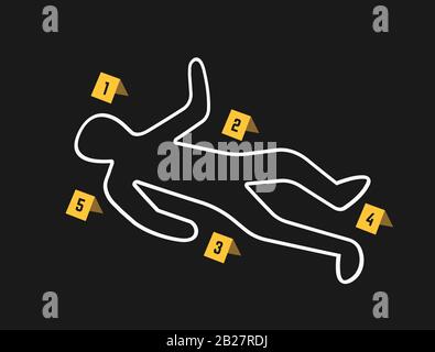 Crime scene with police tape flat icon. Vector Stock Vector