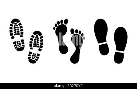 Footsteps icon set. Shoes footsteps vector sign. Vector illustration Stock Vector