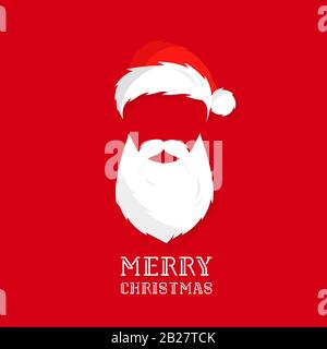Santa hat, mustache, beard. Vector flat icon Stock Vector