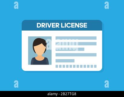 Car driver license woman flat icon Stock Vector