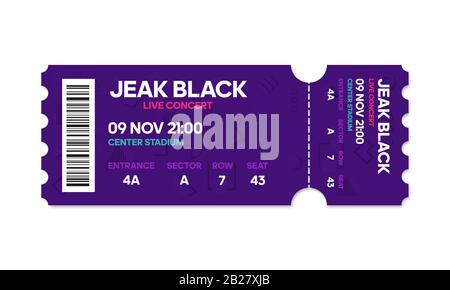 Live Concert music or Dance, vector tickets templates. Template of Ticket Stock Vector