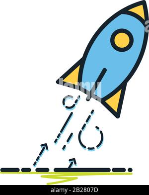 Rocket launch icon outline, Startup, Business opportunity, Aim, Target, Aspiration, Success concept, taking off, Growth, achievement, career growth Stock Vector