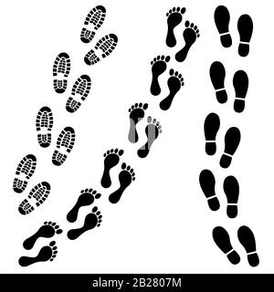 Footsteps icon set. Shoes footsteps vector sign. Vector illustration Stock Vector