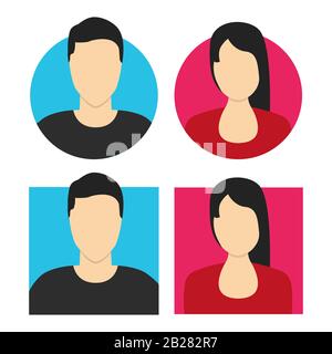 Avatar man and women. Flat vector illustration Stock Vector