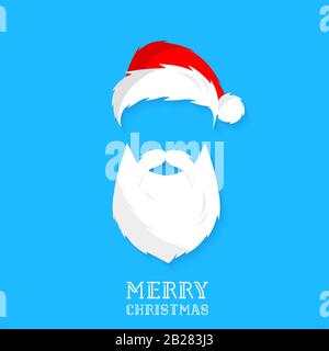 Santa hat, mustache, beard. Vector flat icon Stock Vector