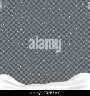 Falling snowflakes or snowflakes on transparent background. Vector illustration Stock Vector