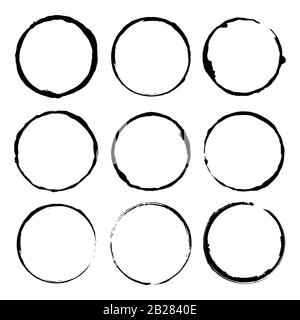 Grunge circle brush ink frames set. Vector eps 10 set Stock Vector ...