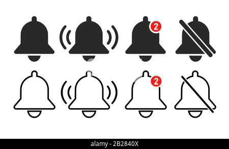 Notification flat bells icon. Vector illustration Stock Vector
