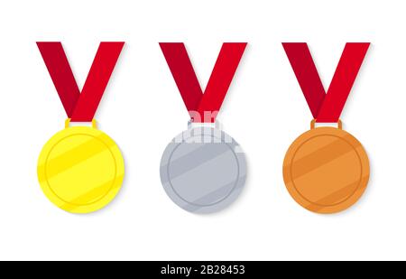 Gold, silver and bronze medal icon set. Medal set. Vector Stock Vector