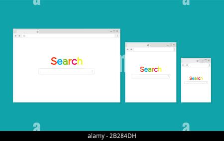 Browser window. Search. Browser in flat style. Search engine illustration Stock Vector