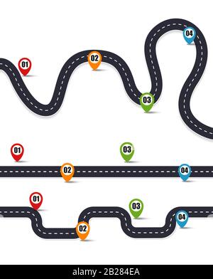 Road asphalt road isolated on white background. Vector illustration. Stock Vector