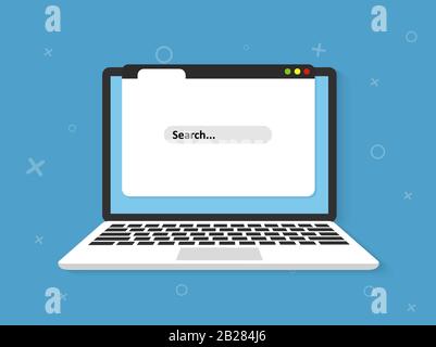 Search concept on laptop. Vector illustration. Stock Vector