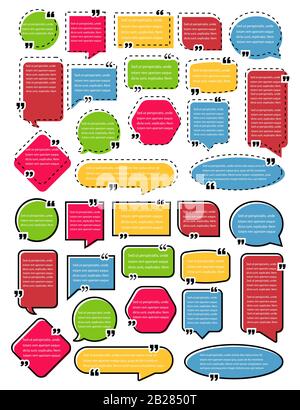 Speech bubbles with quote marks. Vector illustration Stock Vector