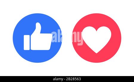 Flat hand like with red heart. Vector Illustration. Stock Vector