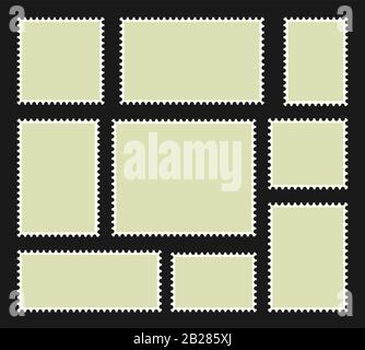Blank set postage stamps collection. Vector illustration Stock Vector