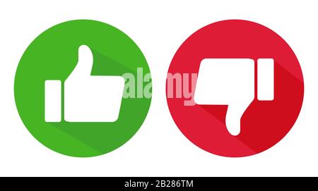 Thumb up and thumb down flat icon. Vector illustration Stock Vector