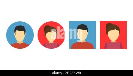 Avatar man and women icon in flat. Vector illustration Stock Vector