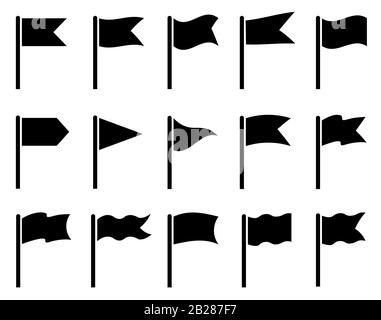 Silhouette set icon flag for decoration graphic. Vector illustration Stock Vector